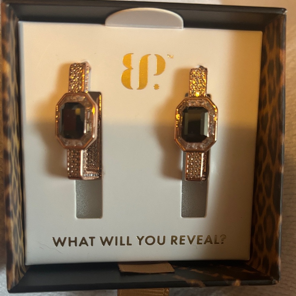 BP Black and Rose Gold Geometric Earrings